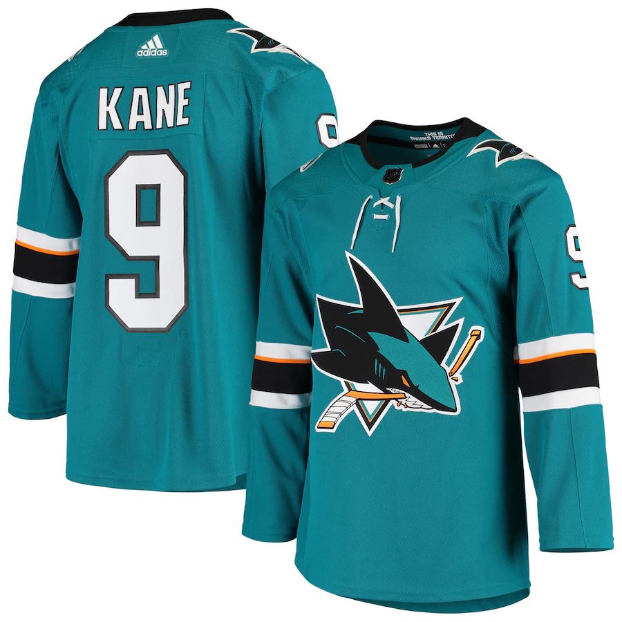 Men San Jose Sharks 9 Evander Kane adidas Teal Home Authentic Player NHL Jersey